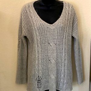 🐺Oversized Grey Casual Distressed Sweater🐺